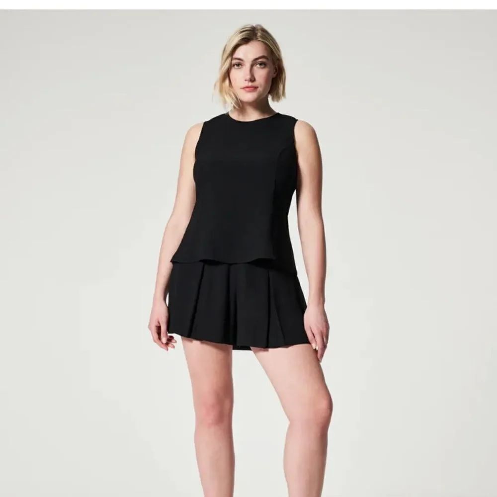 Spanx Women's Carefree Crepe Peplum Tank Top in Black
